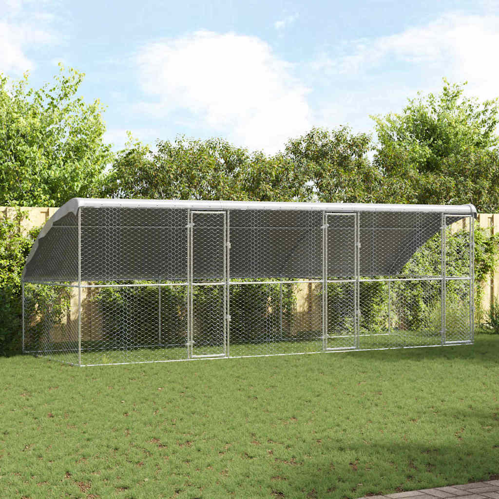 vidaXL Dog Kennel 3 pcs Silver 6 x 2 x 2 m Galvanised steel 1