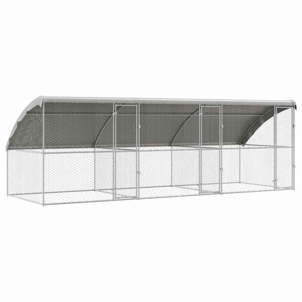 vidaXL Dog Kennel 3 pcs Silver 6 x 2 x 2 m Galvanised steel 2