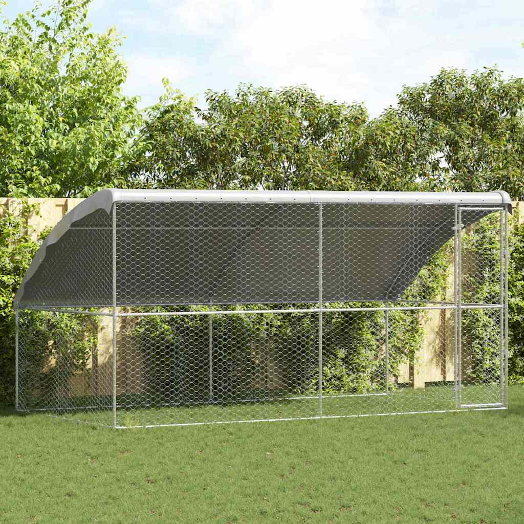 vidaXL Dog Kennel 2 pcs Silver 4 x 2 x 2 m Galvanised steel 1