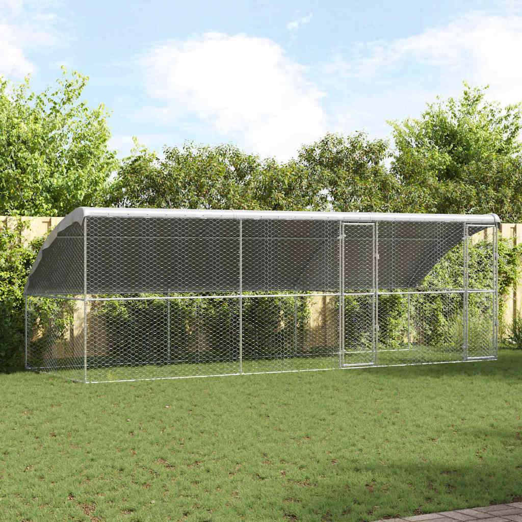 vidaXL Dog Kennel 3 pcs Silver 6 x 2 x 2 m Galvanised steel 1