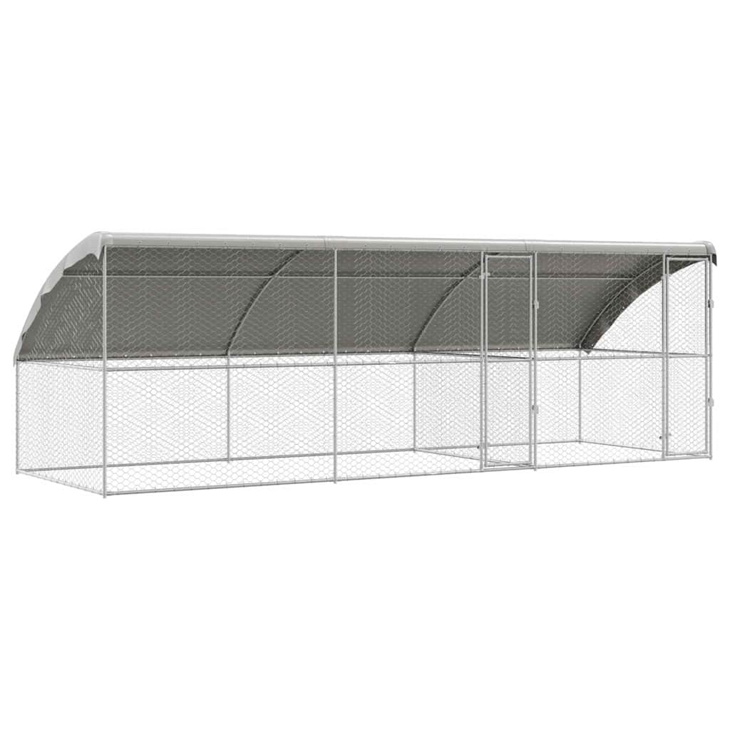 vidaXL Dog Kennel 3 pcs Silver 6 x 2 x 2 m Galvanised steel 2