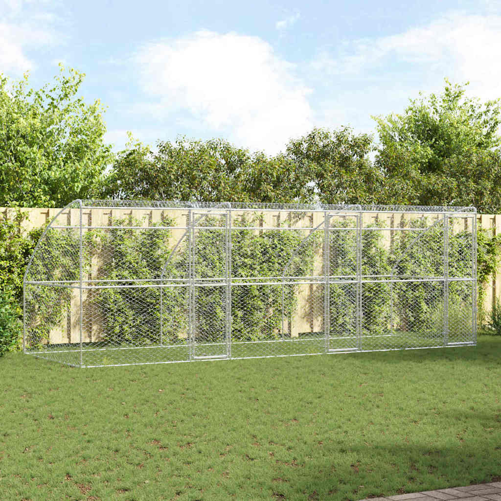 vidaXL Dog Kennel 3 pcs Silver 6 x 2 x 2 m Galvanised steel 1