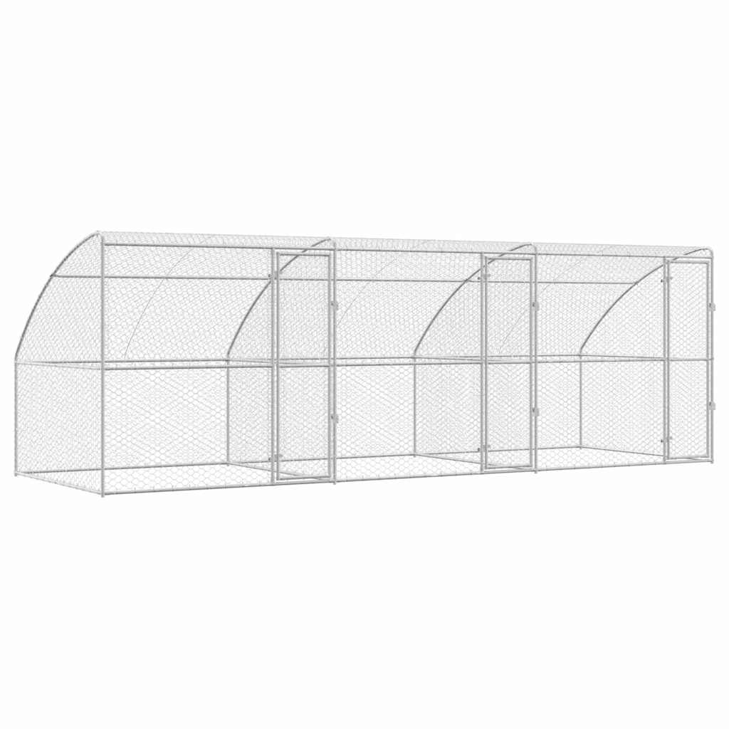 vidaXL Dog Kennel 3 pcs Silver 6 x 2 x 2 m Galvanised steel 2