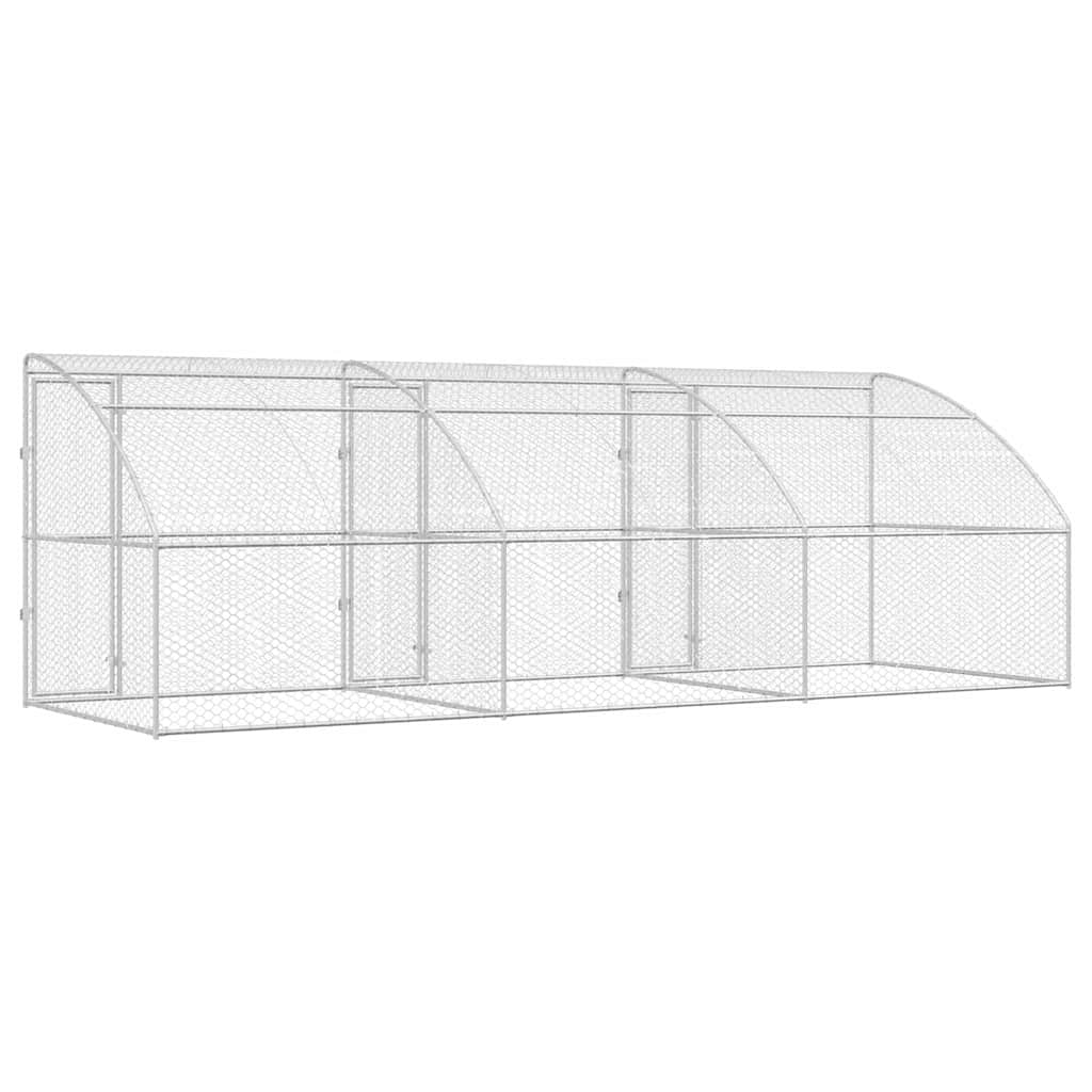 vidaXL Dog Kennel 3 pcs Silver 6 x 2 x 2 m Galvanised steel 6