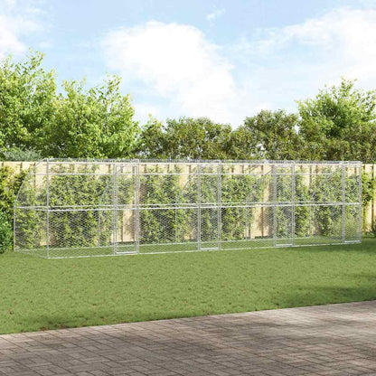 vidaXL Dog Kennel 3 pcs Silver 6 x 2 x 2 m Galvanised steel