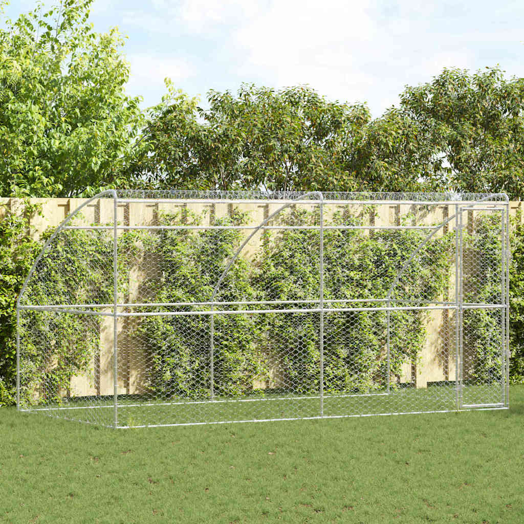 vidaXL Dog Kennel 3 pcs Silver 6 x 2 x 2 m Galvanised steel