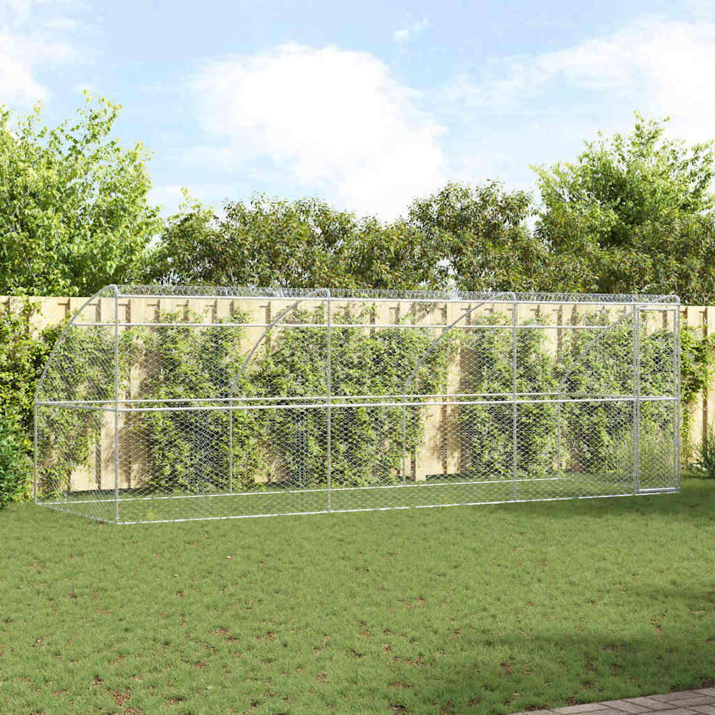 Dog Kennel 3 pcs Silver 6 x 2 x 2 m Galvanised steel 600 cm with 1 door