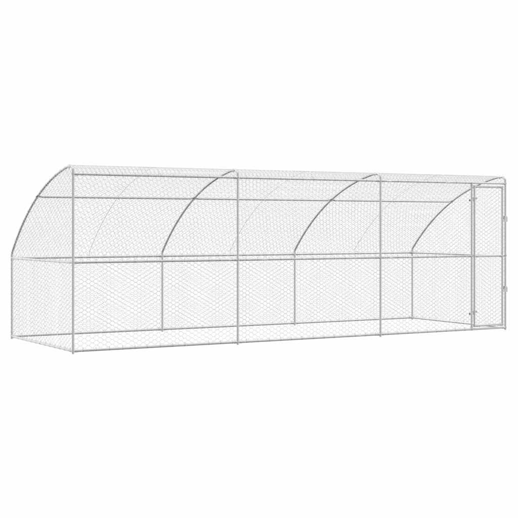 Dog Kennel 3 pcs Silver 6 x 2 x 2 m Galvanised steel 600 cm with 1 door