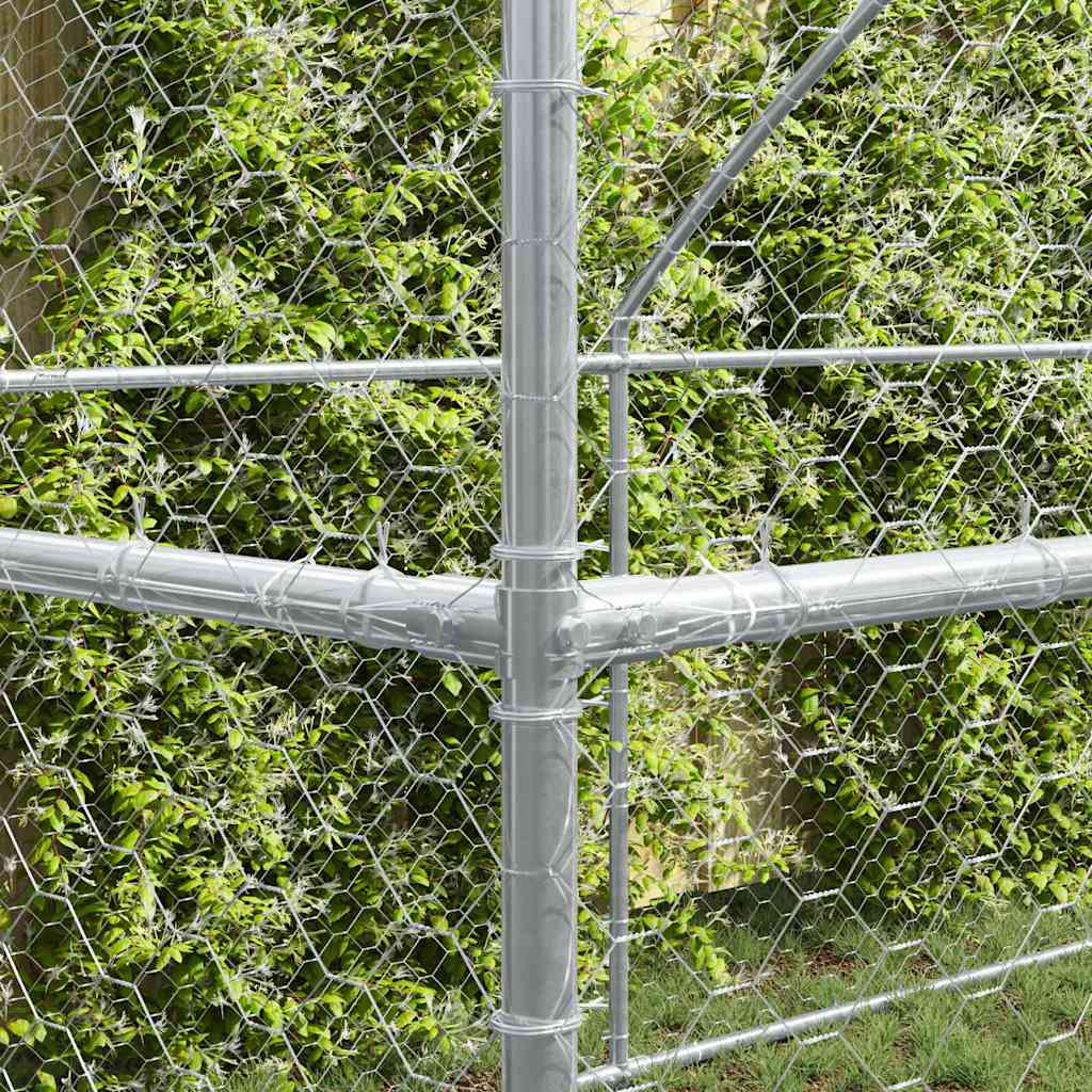 vidaXL Dog Kennel 4 pcs Silver 8 x 2 x 2 m Galvanised steel 3