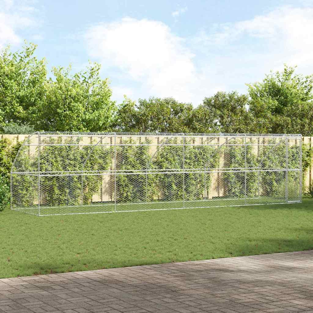 vidaXL Dog Kennel 4 pcs Silver 8 x 2 x 2 m Galvanised steel 1