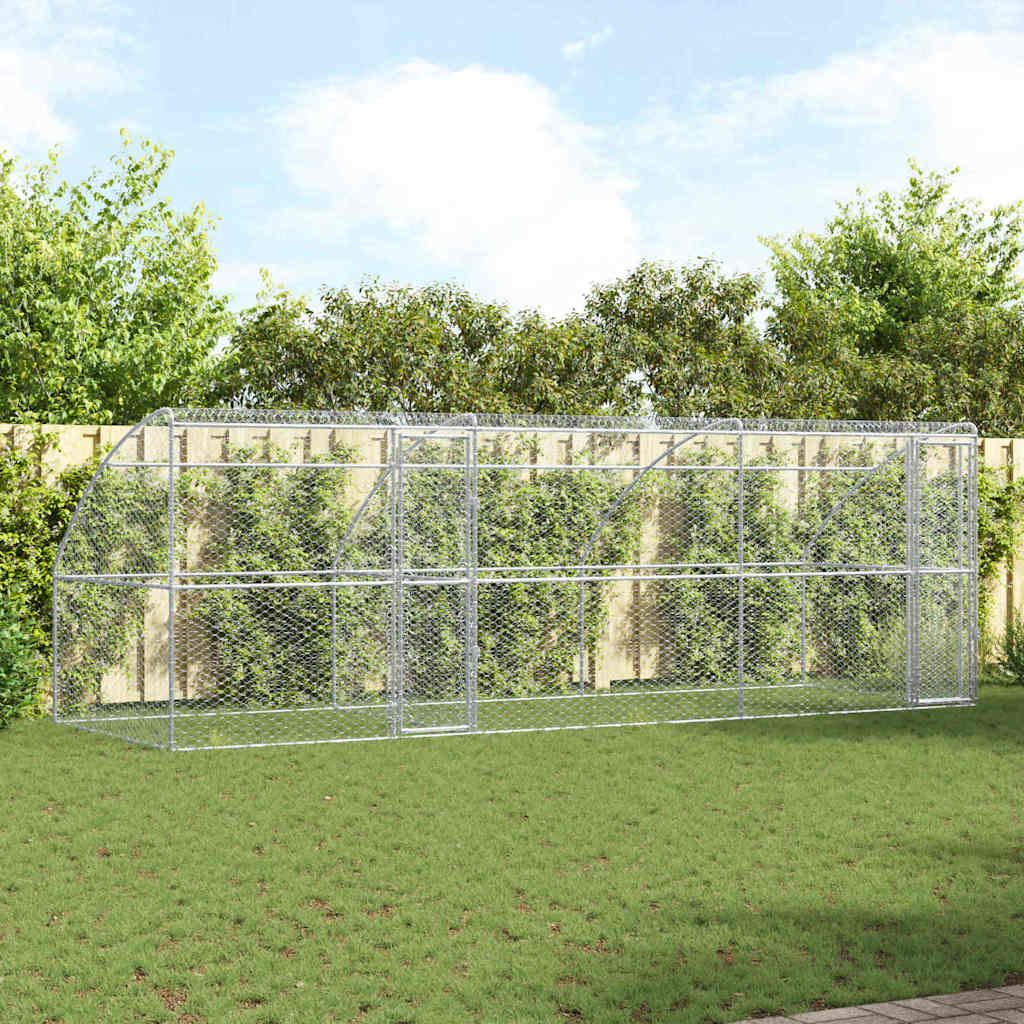 vidaXL Dog Kennel 3 pcs Silver 6 x 2 x 2 m Galvanised steel 1