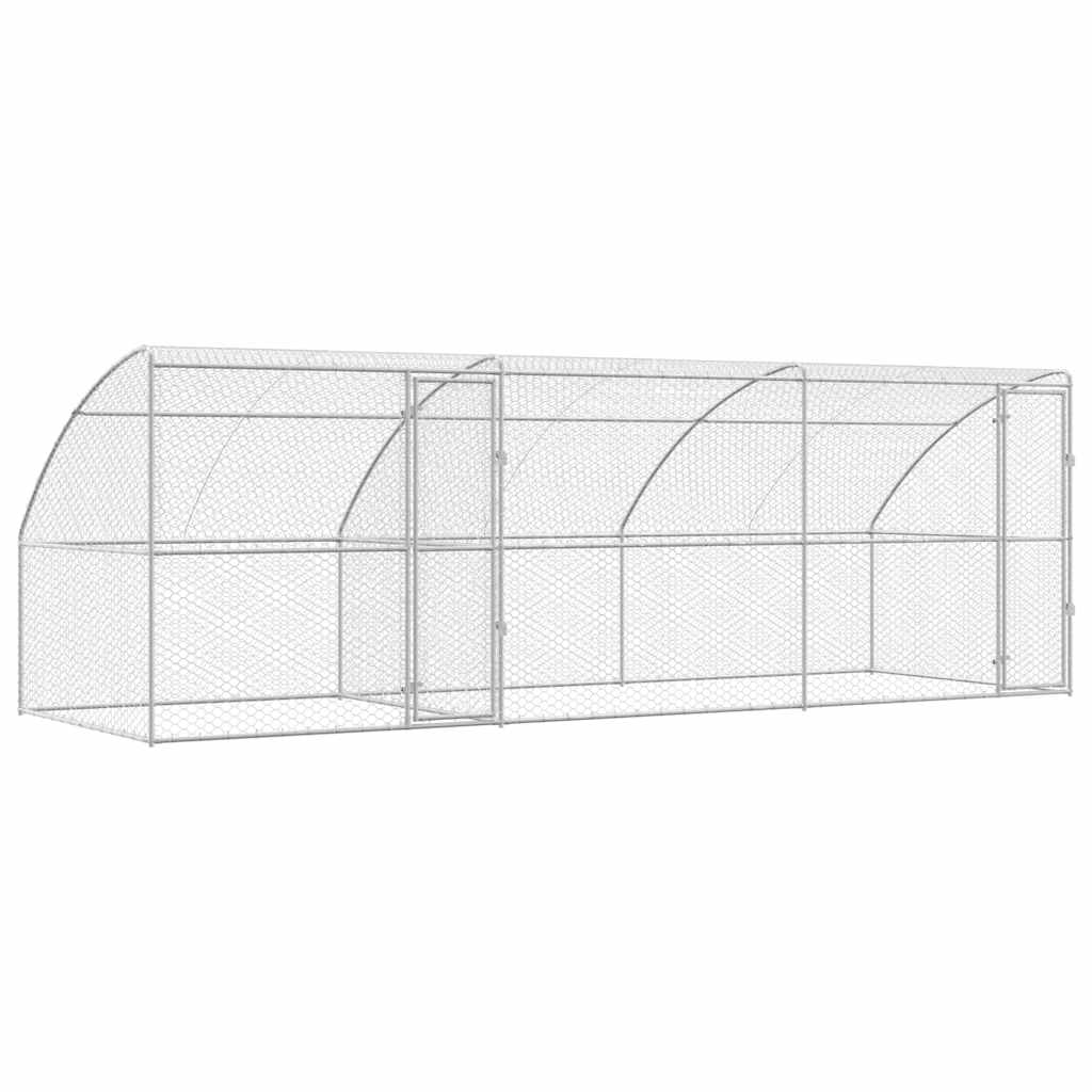 vidaXL Dog Kennel 3 pcs Silver 6 x 2 x 2 m Galvanised steel 2