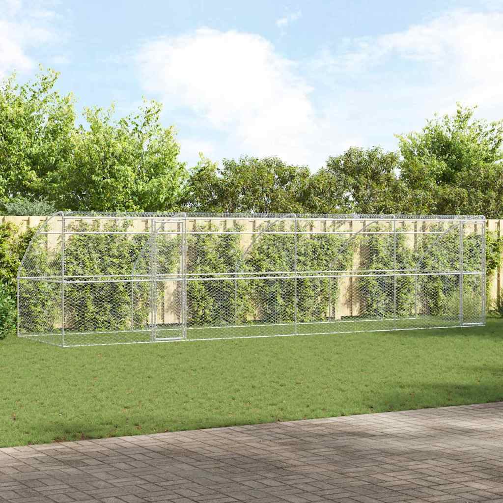 vidaXL Dog Kennel 3 pcs Silver 6 x 2 x 2 m Galvanised steel