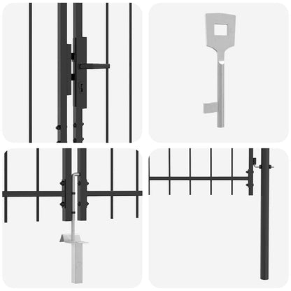 vidaXL Double Gate WOERDEN 400 x 199.5 cm Steel Grey Lockable 6