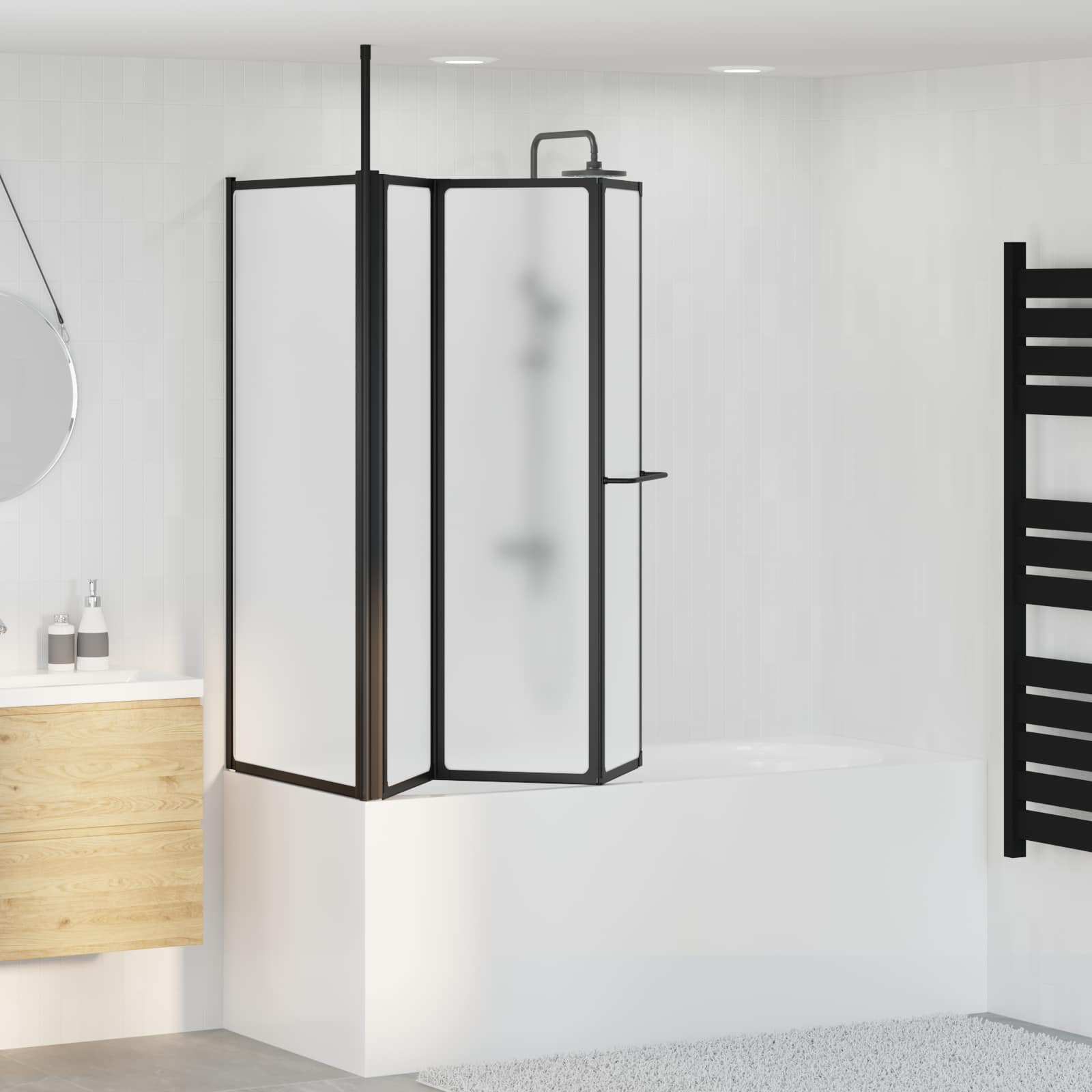 vidaXL Shower Screen White 120 x 70 x 137 cm Aluminium 3