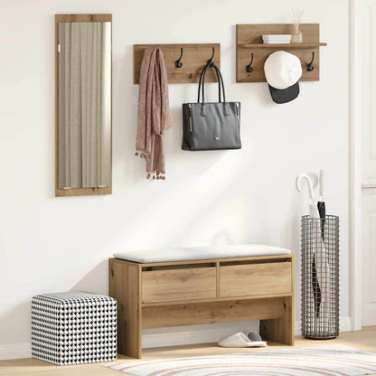 4 Piece Hallway Furniture Set Engineered Wood Black oak