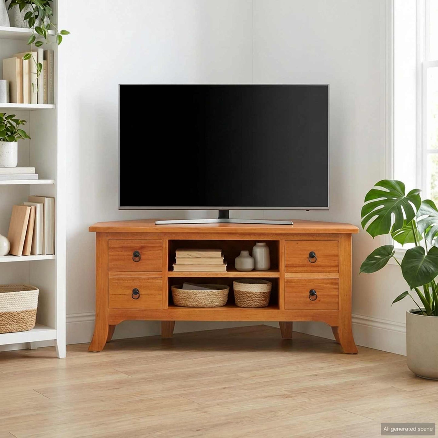 vidaXL TV Cabinet Natural 100 x 40.5 x 46 cm Solid Mahogany Wood 1