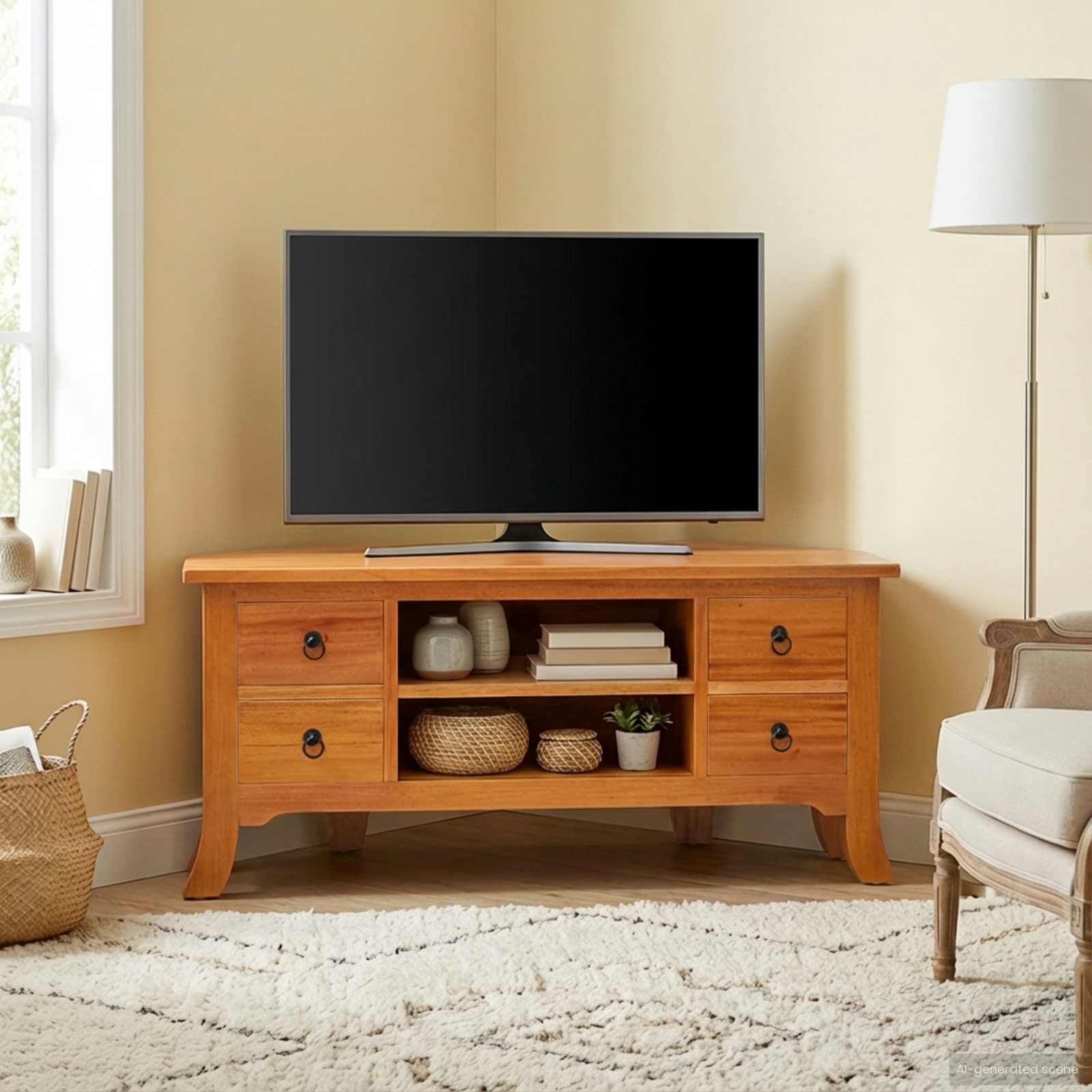 vidaXL TV Cabinet Natural 100 x 40.5 x 46 cm Solid Mahogany Wood 3