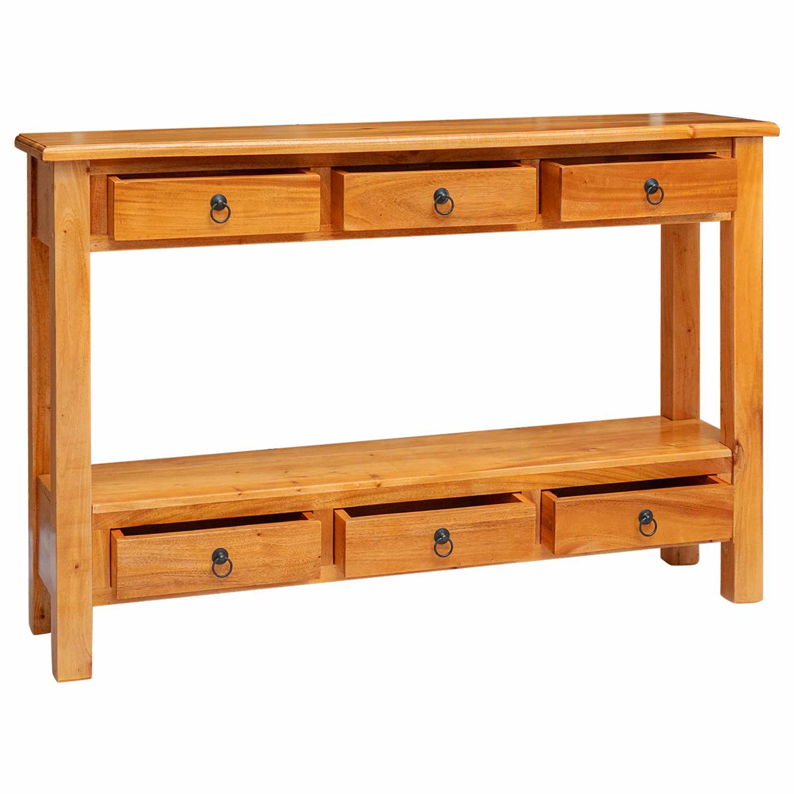 vidaXL Console Table Natural 115 x 32 x 76 cm Solid Mahogany Wood 4