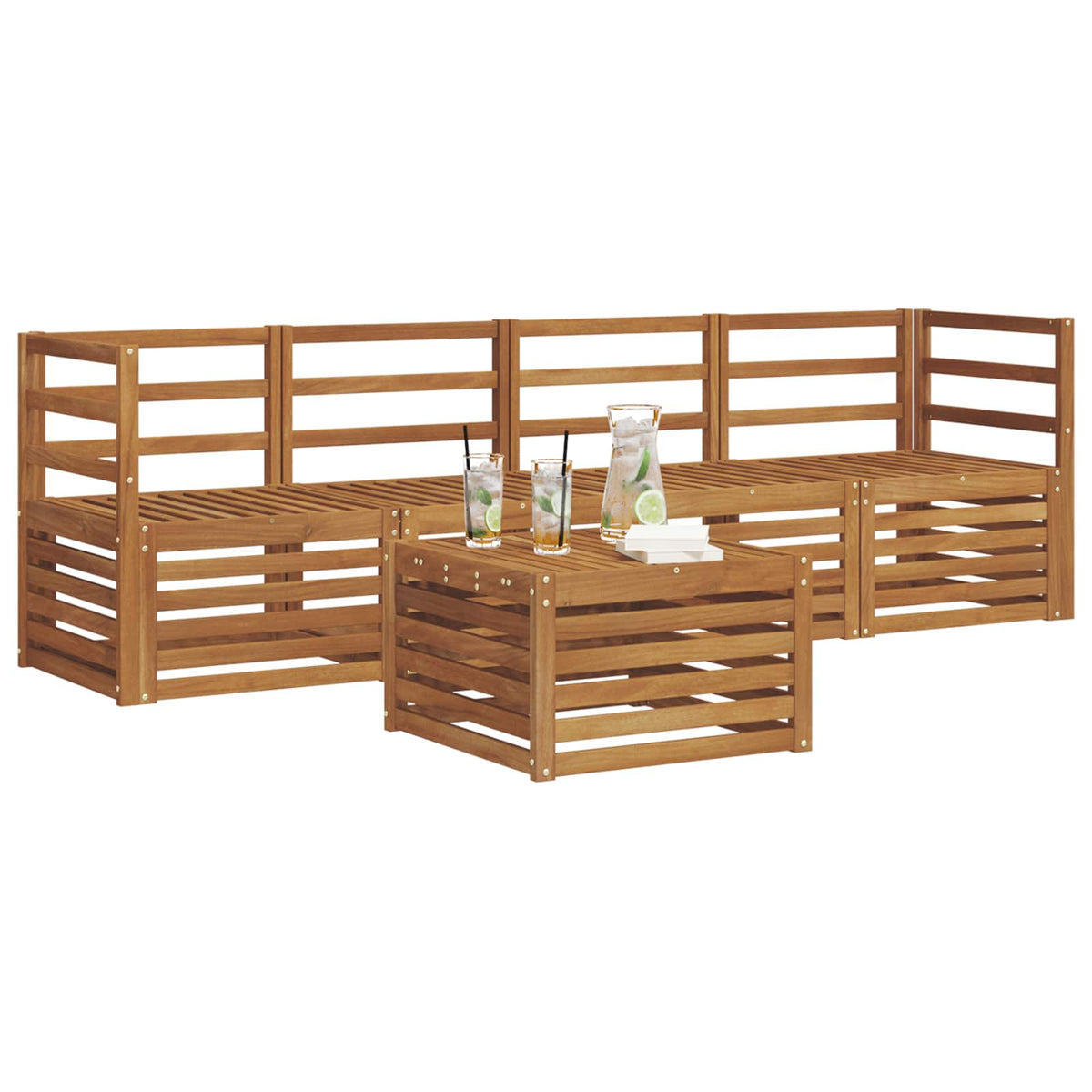 vidaXL Outdoor Sofa Set 5 pcs Natural Solid Acacia Wood 3