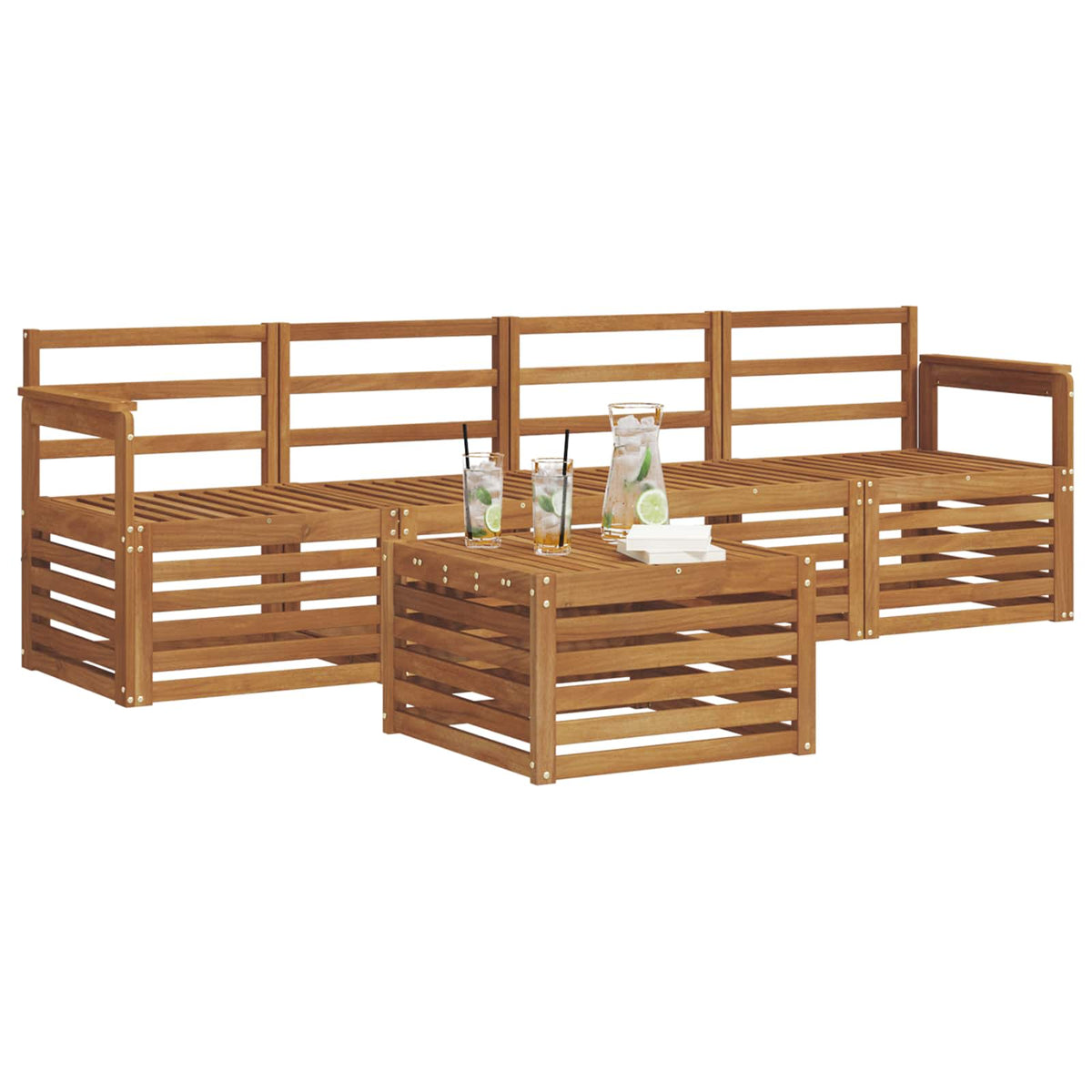 vidaXL Outdoor Sofa Set 5 pcs Natural Solid Acacia Wood 3