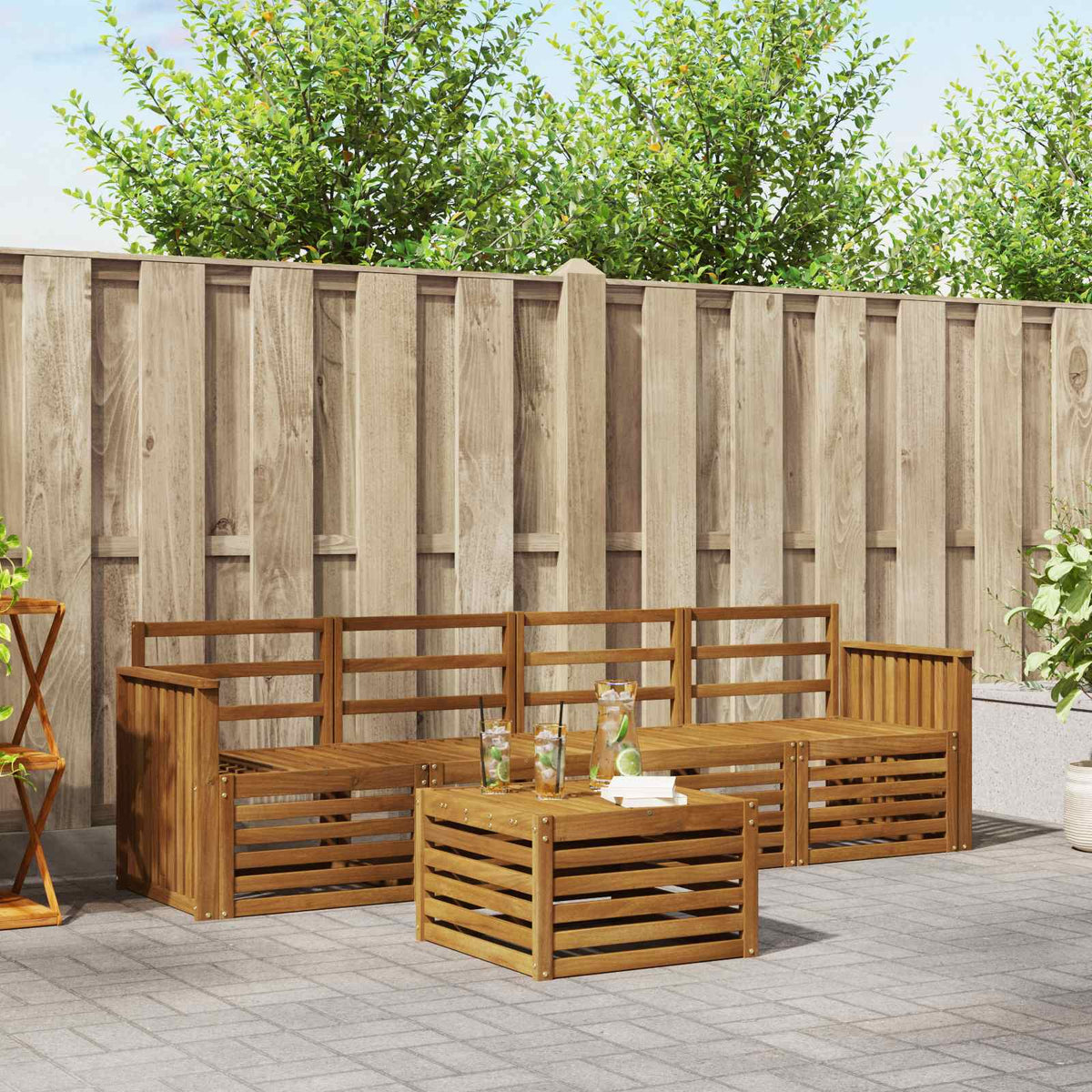 vidaXL Outdoor Sofa Set 5 pcs Natural Solid Acacia Wood 1