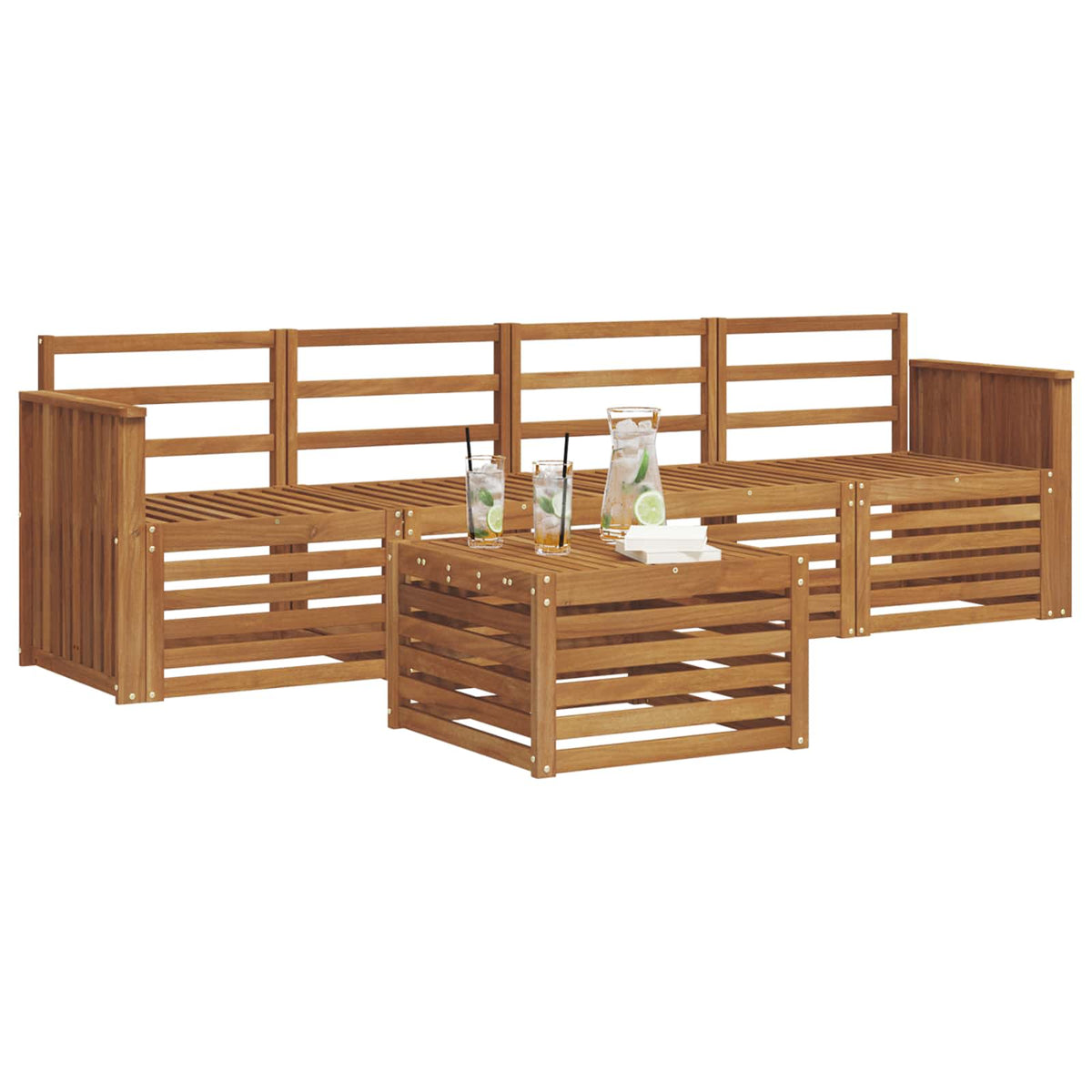 vidaXL Outdoor Sofa Set 5 pcs Natural Solid Acacia Wood 3