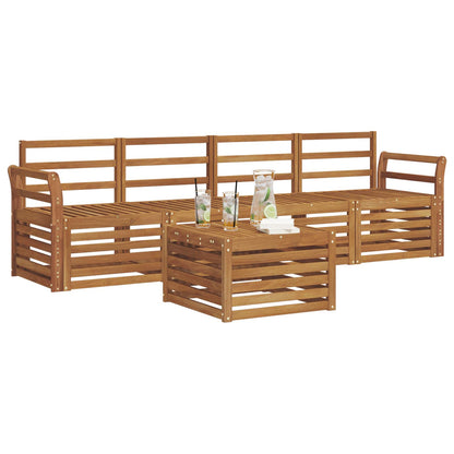 vidaXL Outdoor Sofa Set 5 pcs Natural Solid Acacia Wood 3