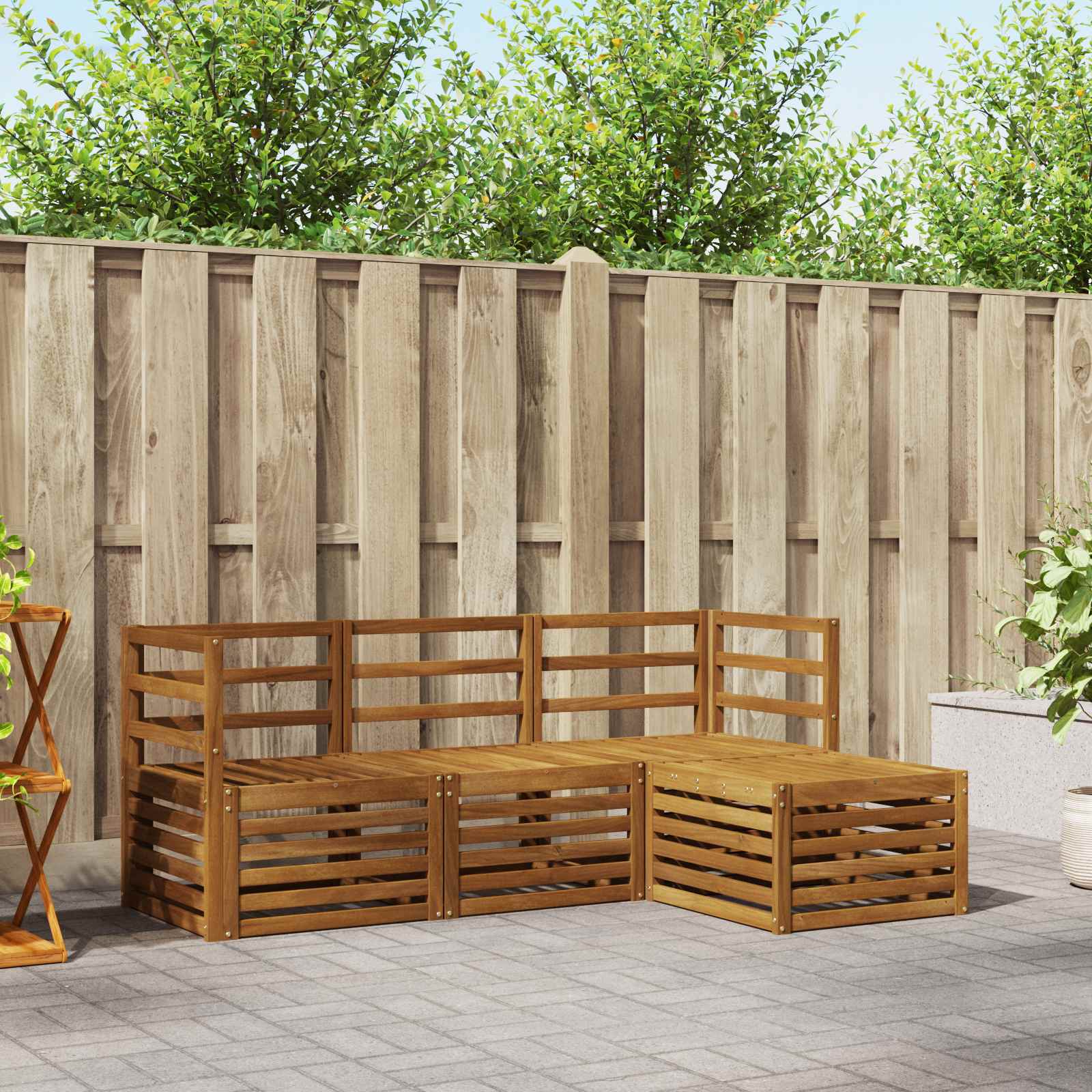 vidaXL Outdoor Sofa Set 4 pcs Natural 1