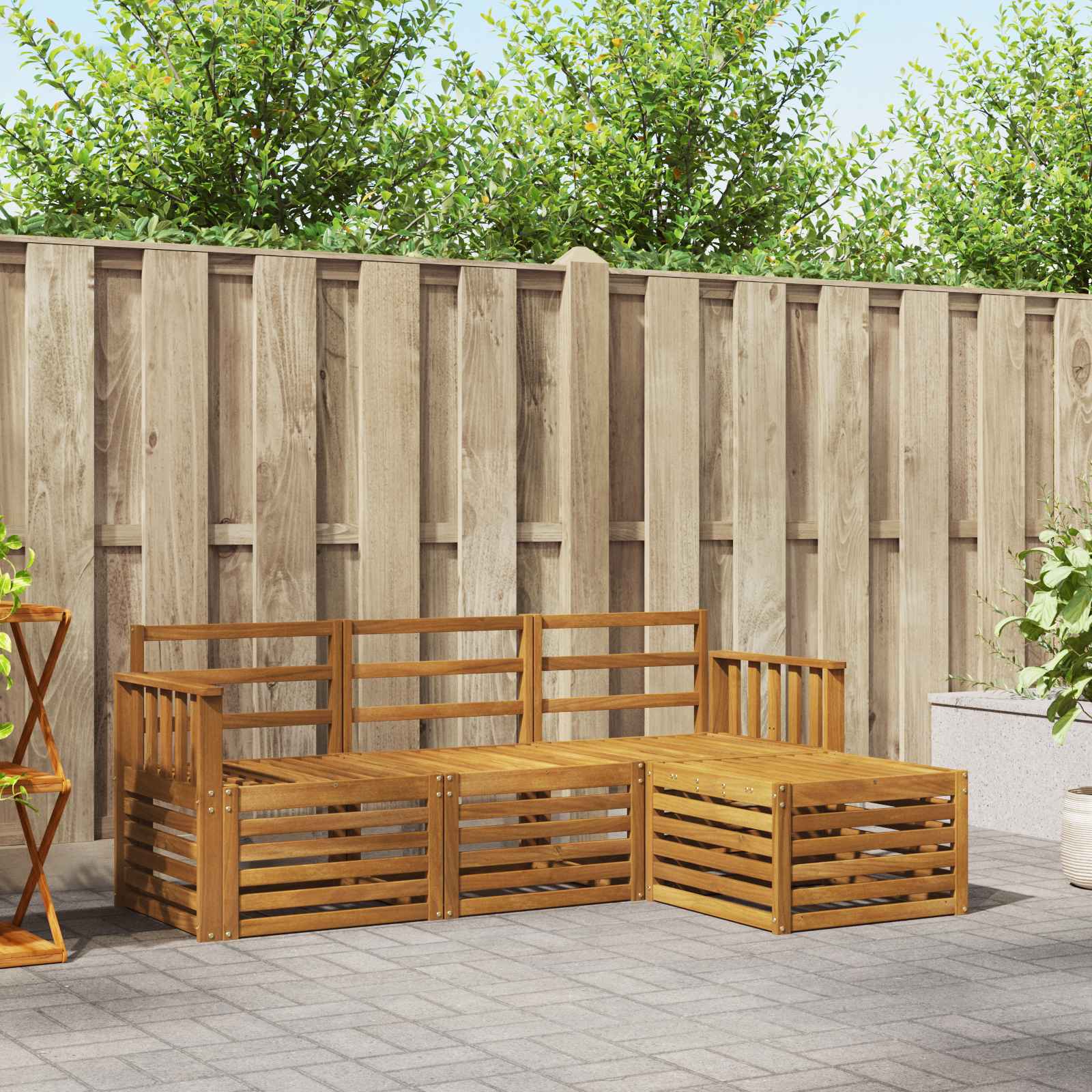 vidaXL Outdoor Sofa Set 4 pcs Natural 1