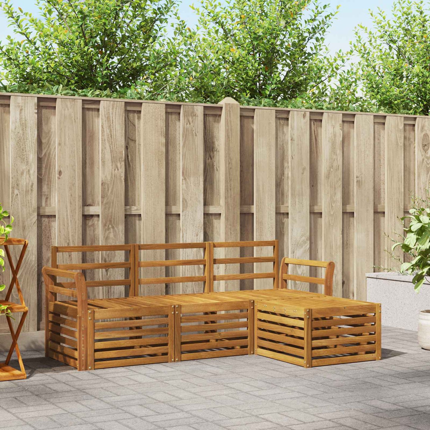 vidaXL Outdoor Sofa Set 4 pcs Natural 1
