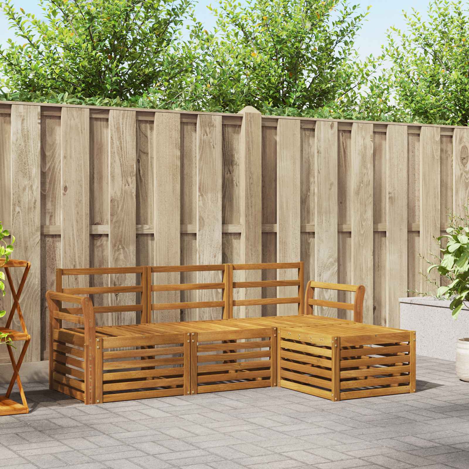 vidaXL Outdoor Sofa Set 4 pcs Natural 1