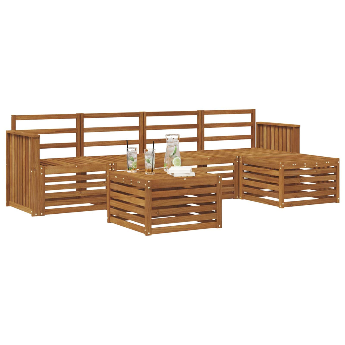 vidaXL Outdoor Sofa Set 6 pcs Natural 3