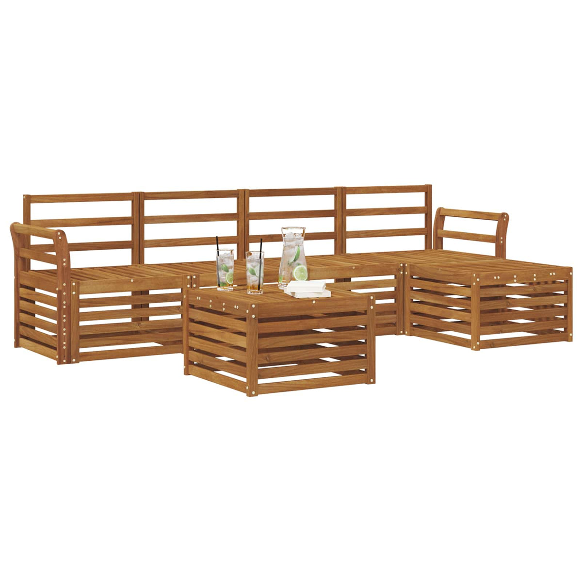 vidaXL Outdoor Sofa Set 6 pcs Natural 3