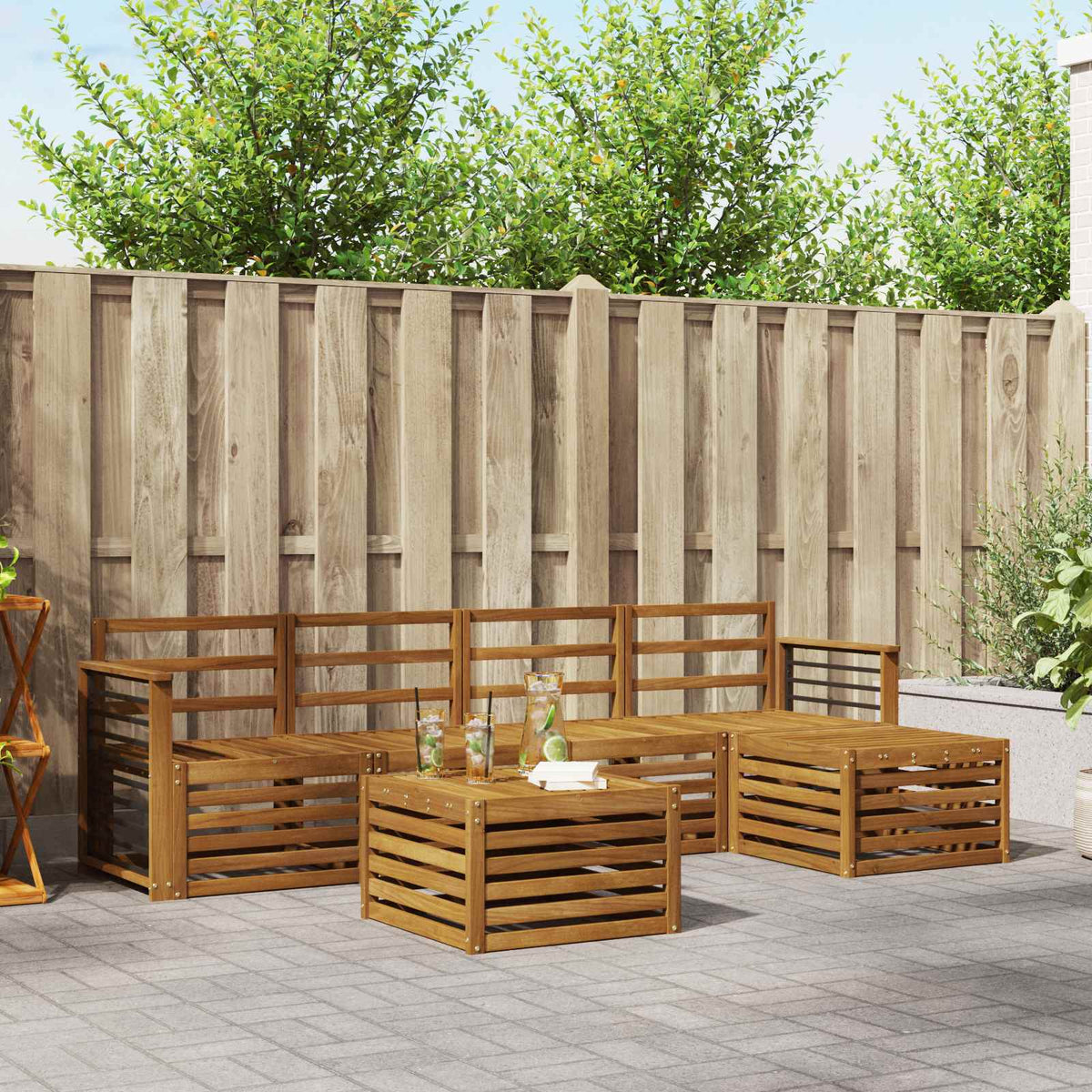 vidaXL Outdoor Sofa Set 6 pcs Natural 1