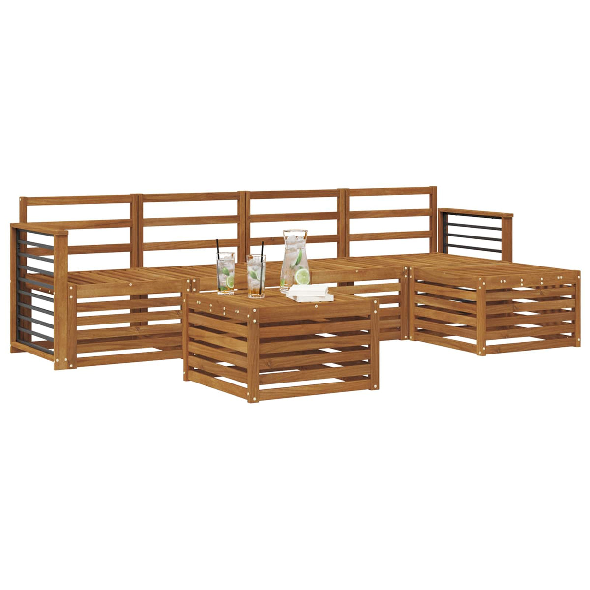 vidaXL Outdoor Sofa Set 6 pcs Natural 3