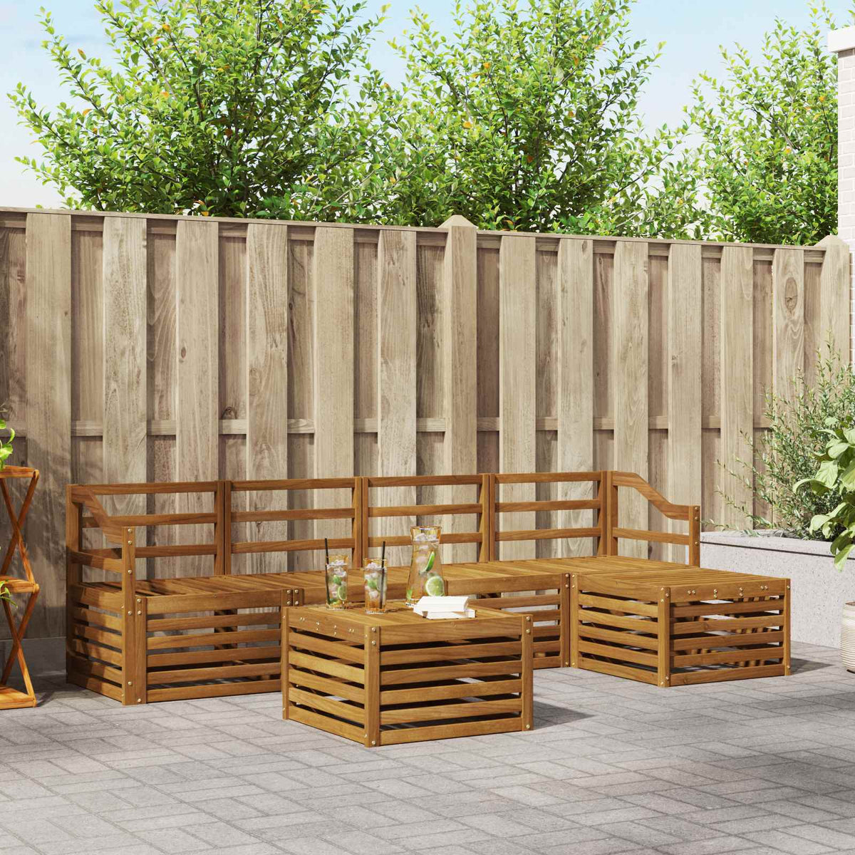 vidaXL Outdoor Sofa Set 6 pcs Natural 1