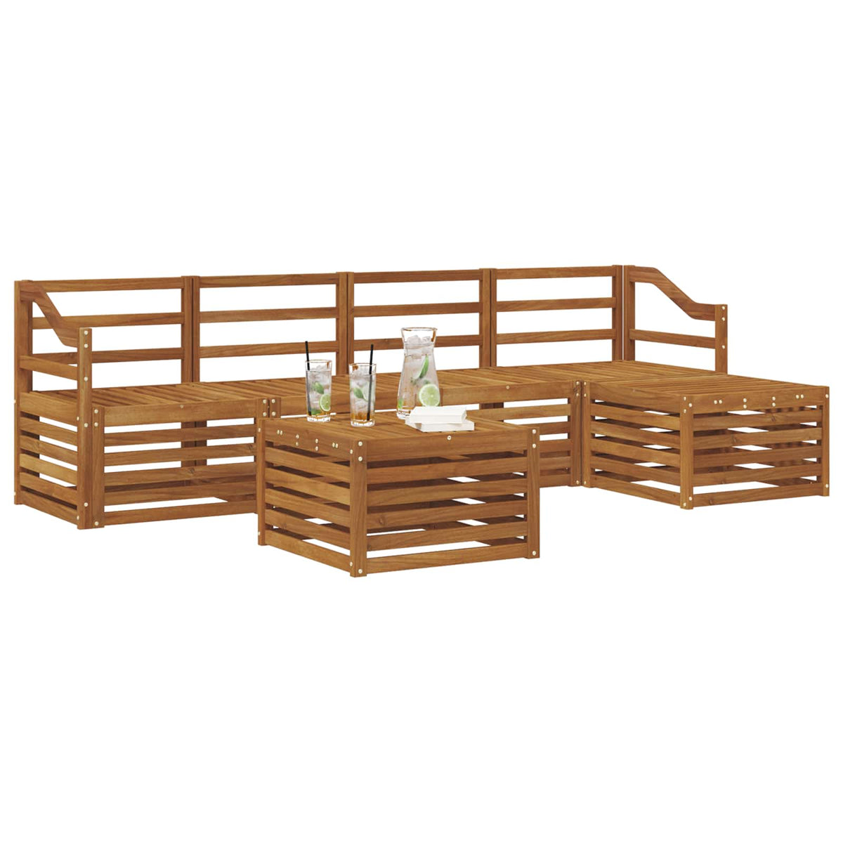 vidaXL Outdoor Sofa Set 6 pcs Natural 3