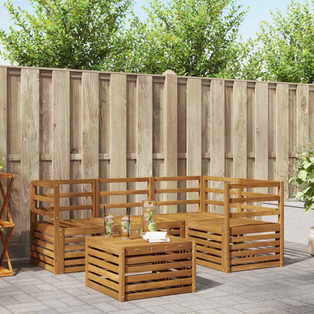 vidaXL Outdoor Sofa Set 5 pcs Natural Polyester 1