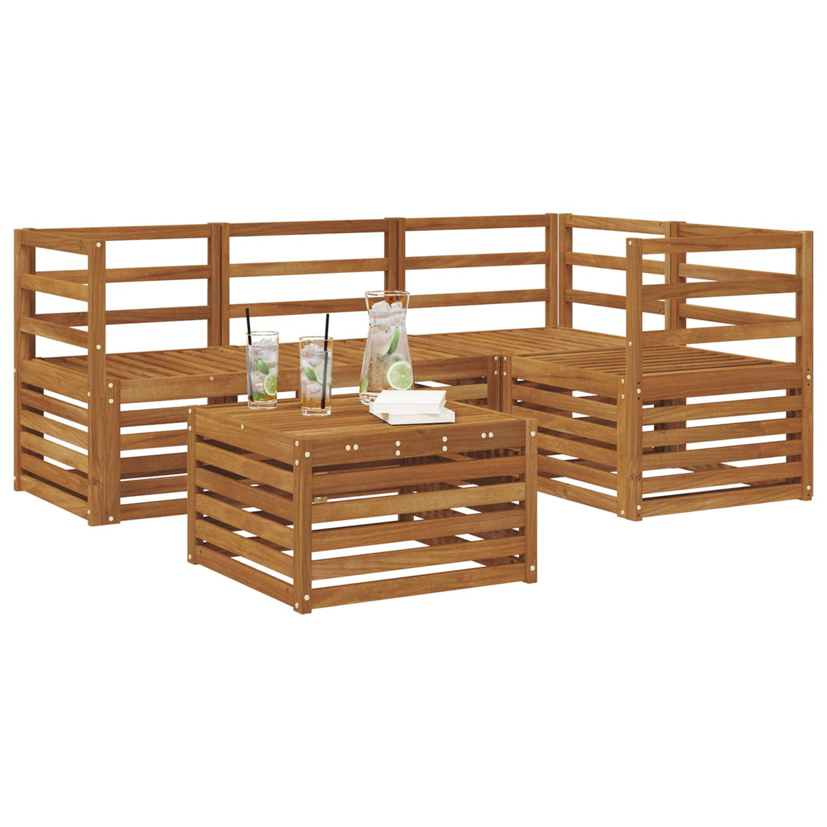 vidaXL Outdoor Sofa Set 5 pcs Natural Polyester 3