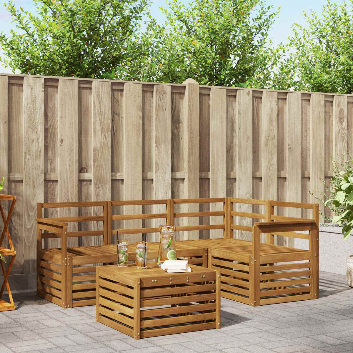 vidaXL Outdoor Sofa Set 5 pcs Natural Polyester 1