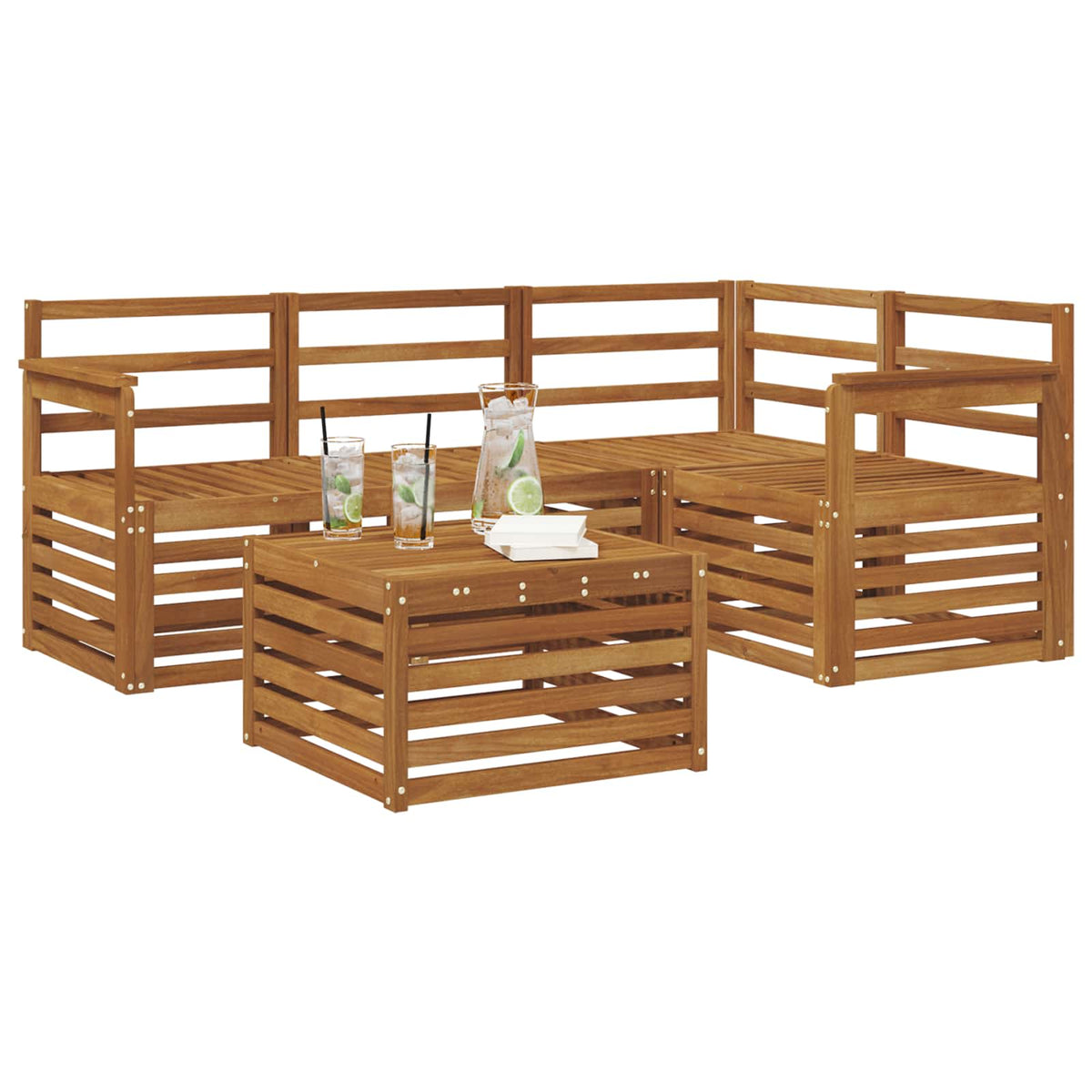 vidaXL Outdoor Sofa Set 5 pcs Natural Polyester 3