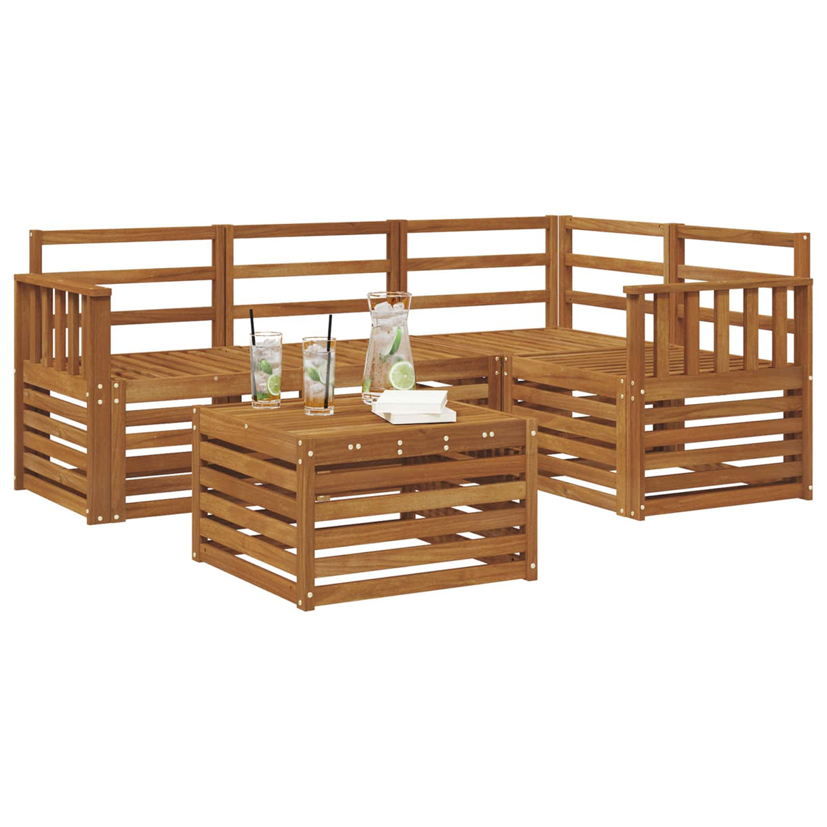 vidaXL Outdoor Sofa Set 5 pcs Natural Polyester 3