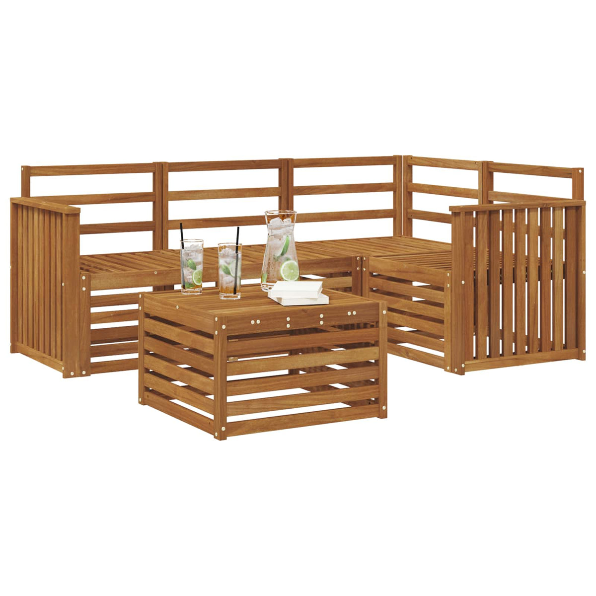 vidaXL Outdoor Sofa Set 5 pcs Natural Polyester 3