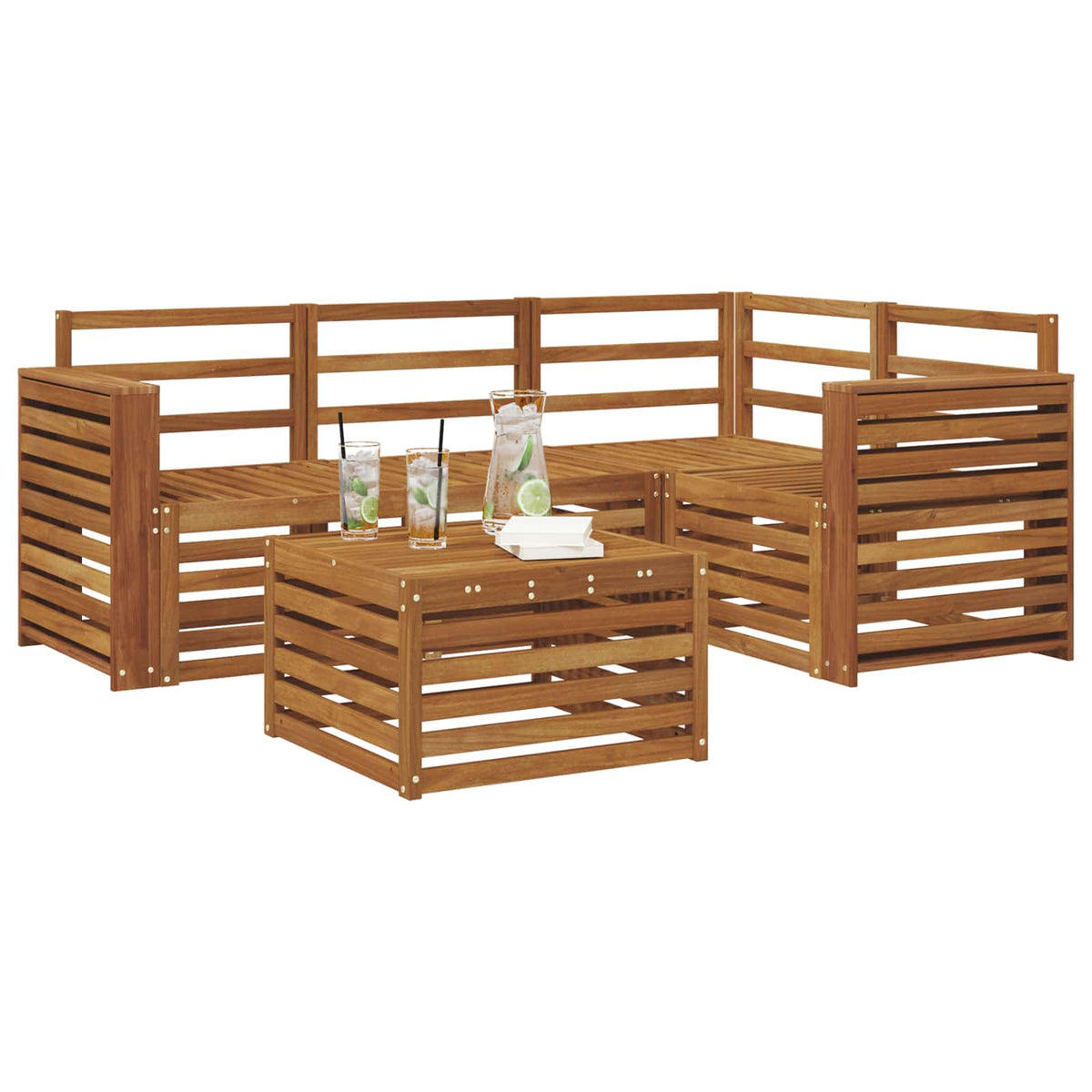 vidaXL Outdoor Sofa Set 5 pcs Natural Polyester 3