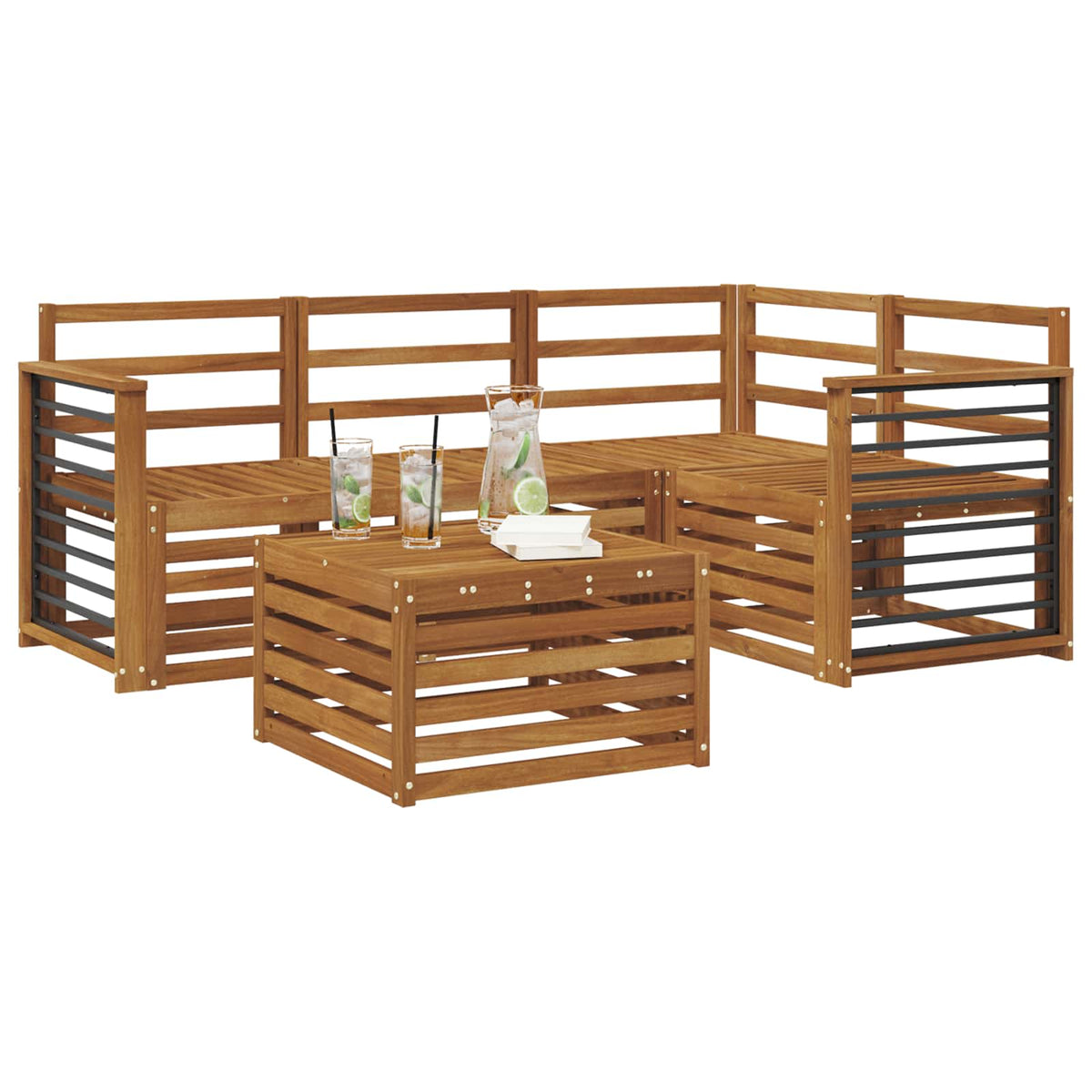 vidaXL Outdoor Sofa Set 5 pcs Natural Polyester 3