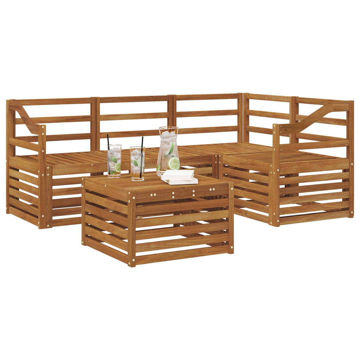 vidaXL Outdoor Sofa Set 5 pcs Natural Polyester 3