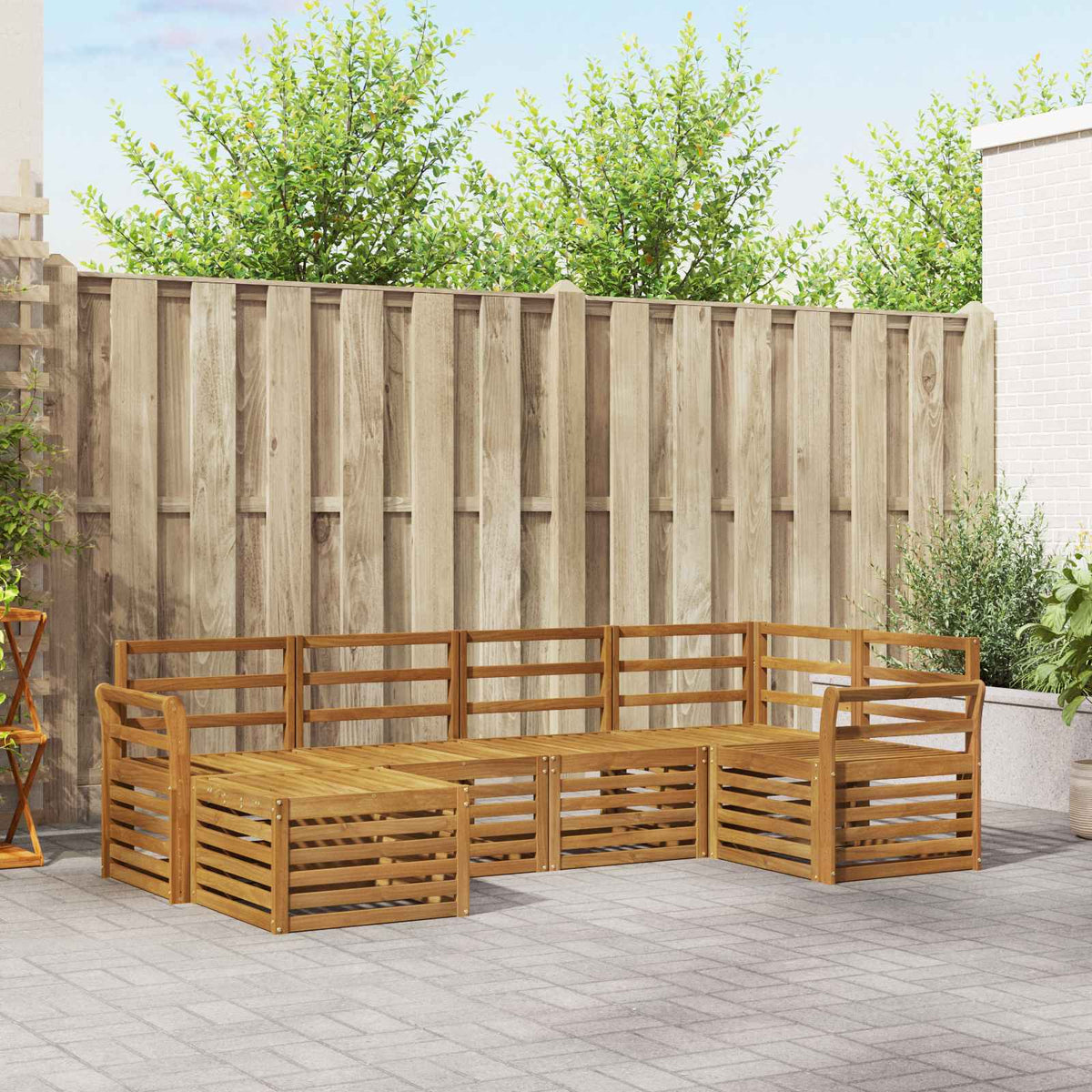 vidaXL Outdoor Sofa Set 6 pcs Natural Polyester 1