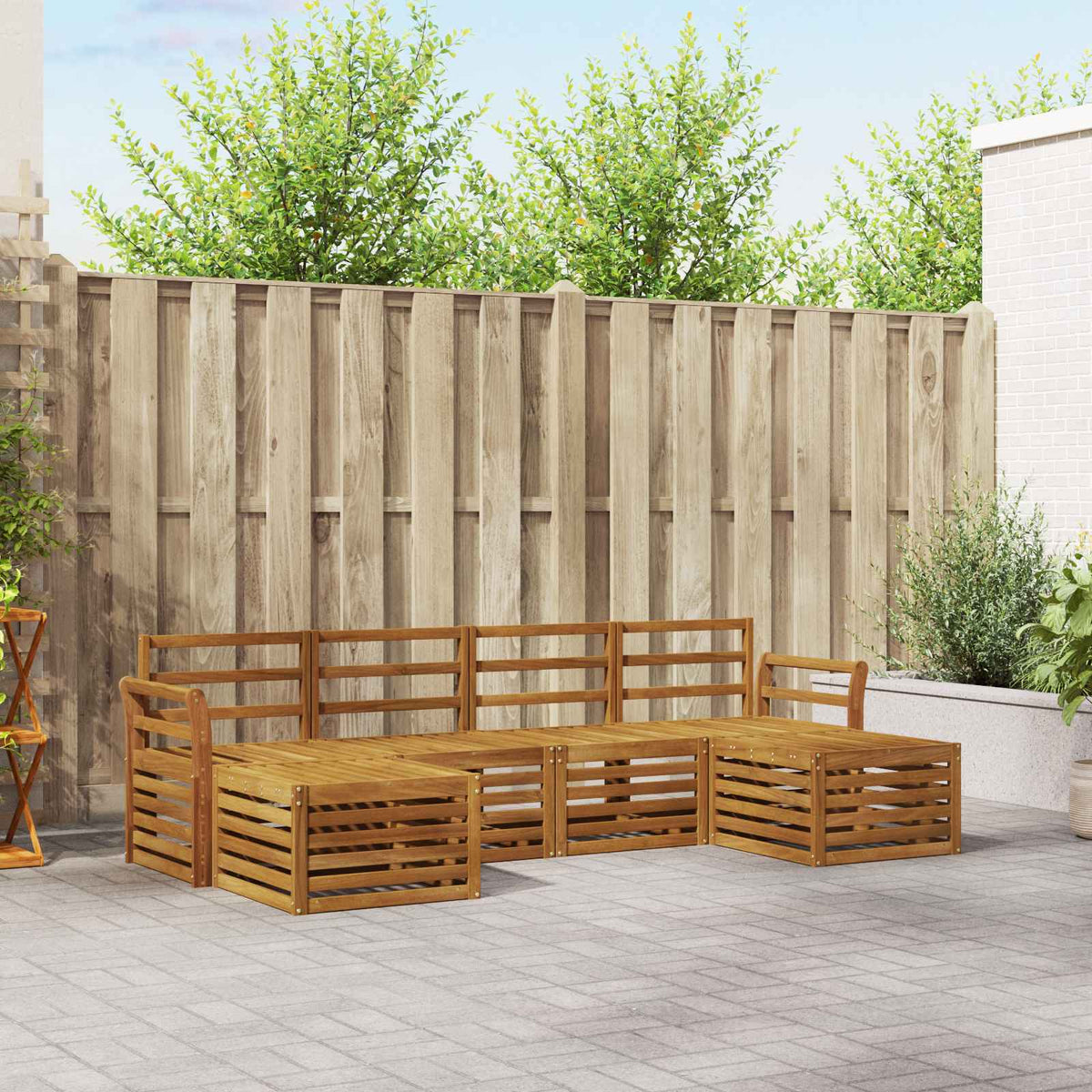vidaXL Outdoor Sofa Set 6 pcs Natural 1