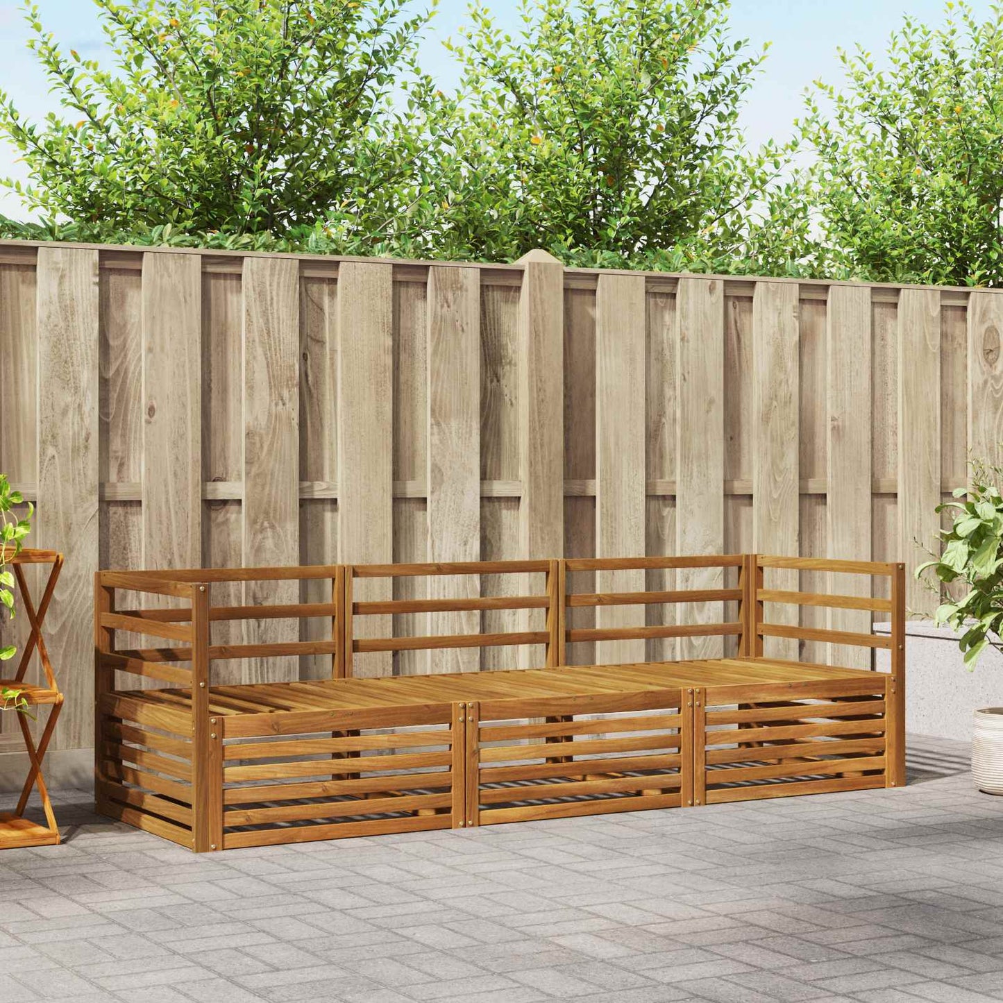vidaXL Outdoor Sofa Set 3 pcs Natural Solid Acacia Wood 1